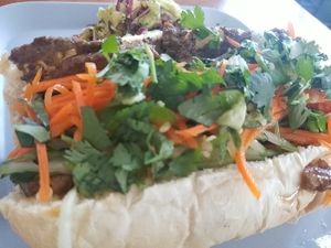 Vegan bahn mi (made with seitan) at Simple Cafe in Asheville