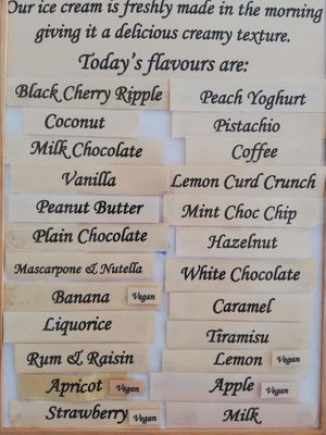 Menu example at La Casa de Bellogelato in Folkestone