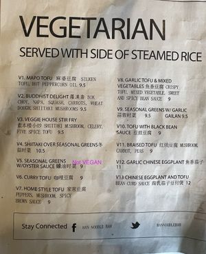 All vegan except for V5  at Han Noodle Bar in Rochester