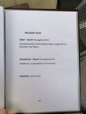 menu at Vegan Burger in Dornbirn