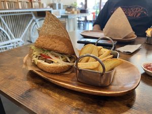 Burger with fries  at Vegan Burger in Dornbirn