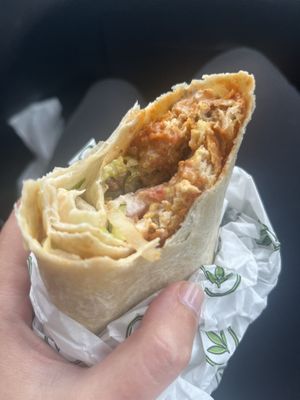 Buffalo “chicken” wrap   at Plant Power Fast Food in Long Beach
