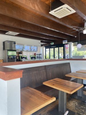 Seating Area and Digital Menus   at Plant Power Fast Food in Long Beach