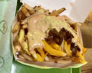 Iconic fries  at Plant Power Fast Food in Long Beach