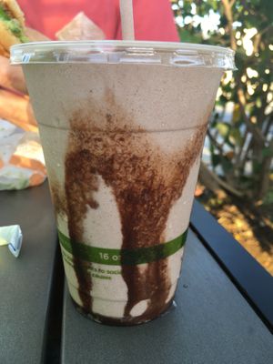 Chocolate shake at Plant Power Fast Food in Long Beach