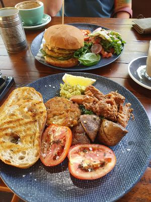 The big breakky and breakky burger at Coffee Society in Rockhampton