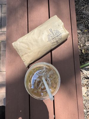 Wrap and iced coffeee  at Coffee Society in Rockhampton
