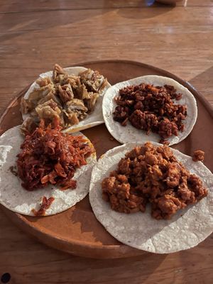 4 of their incredible vegan tacos  at Aguacate Limon in Tulum