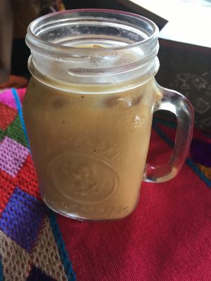 Iced coffee with coconut milk at Aguacate Limon in Tulum