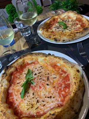 Vegan Margherita and vegan Chorizo at Pizza D'Artista in Povoa De Varzim