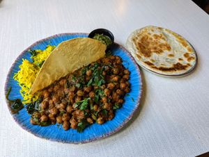 Chana and spinach. at North Street Curry Bar in San Marcos