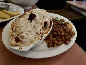 Enchiladas with walnut taco meat  at The Burrow in Vancouver