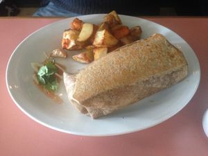 Breakfast burrito with tofu   at The Burrow in Vancouver