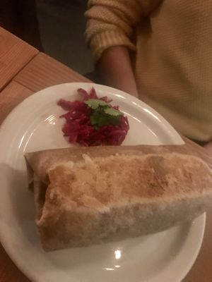 Chipotle tofu burrito  at The Burrow in Vancouver