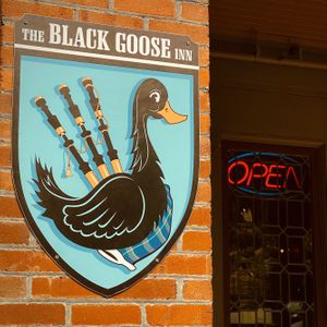 Front sign, cute goose!  at Black Goose Inn in Parksville