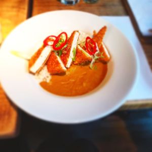Katsu curry with breaded tofu at The Town Wall in Newcastle Upon Tyne