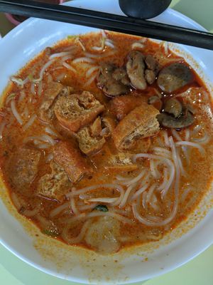 Close up of the laksa - look at those mushrooms! Genius! at Zi Zai Vegetarian 自在齋 - Circuit Rd in Central Singapore