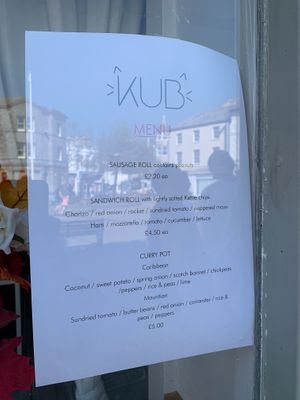 May 2021 menu at KUB in Teignmouth