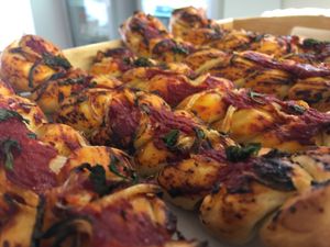 Freshly baked pizza plaits with high quality ingredients from Italy  at KUB in Teignmouth
