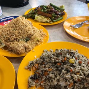 Fried rice, cereal prawn, petai at SHU Vegetarian 蔬方斋 - Woodlands in North Singapore
