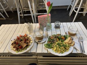 Pancakes and scrambled tofu at Eat Sweet & Stay Fit in Poznan