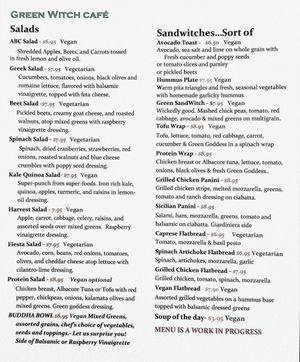 All day menu at The Green Witch in Highland