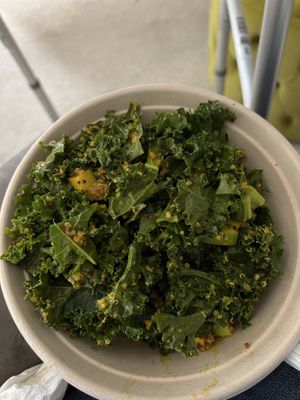 Kale Quinoa Salad- with apples,turmeric, and raisins in lemon oil dressing.  at The Green Witch in Highland