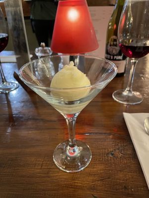 Champagne flavoured sorbet palate cleanser  at The Squirrel in Farnborough
