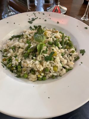 Pea and asparagus risottoo  at The Squirrel in Farnborough