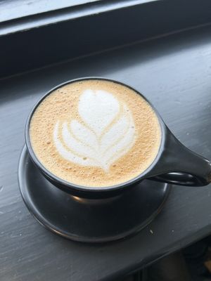 Decaf oat milk vanilla cardamom latte  at Royal Oak Coffee in Middlebury