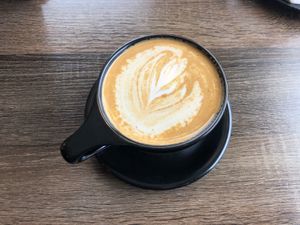 oat latte at Royal Oak Coffee in Middlebury