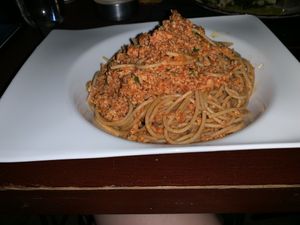 Soya bolognese  at Jazz Caffe Troubadour in Dubrovnik
