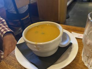 Carrot ginger soup   at East by Southwest in Durango