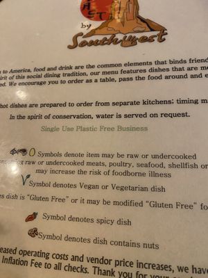 Menu  at East by Southwest in Durango