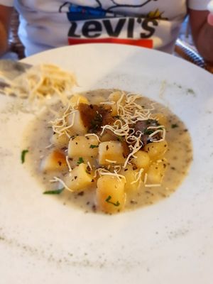 Gnocchi with truffle sauce and smoked tofu at Dalmatino in Hvar