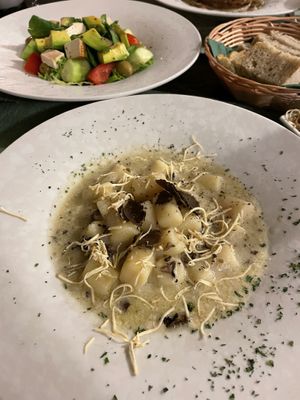 Truffle gnocchi with grated smoked tofu on top  at Dalmatino in Hvar