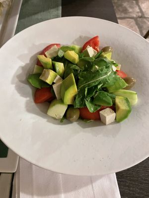 Salad with added flavoured tofu for protein  at Dalmatino in Hvar