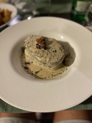 Seitan steak in black pepper sauce   at Dalmatino in Hvar