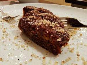 Vegan cake for dessert at Dalmatino in Hvar