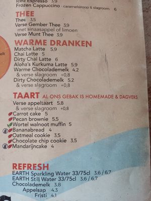 Menu at Aloha Beach in Velsen Noord