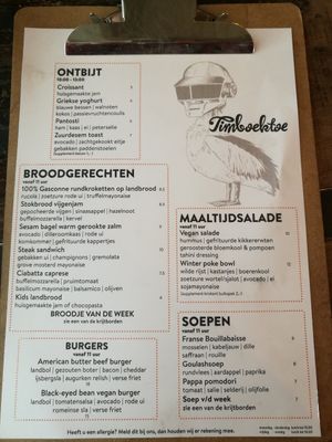 Menu at Timboektoe in Velsen Noord