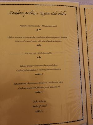 Some vegetarian options but mostly fish and meat at Sakajet Food & Wine in Maslinica