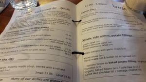 Menu at The Treehouse Restaurant in Aberystwyth