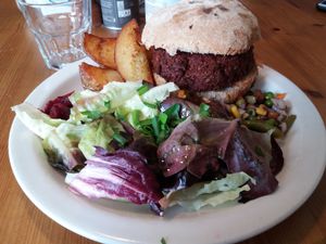 veggie burger at The Treehouse Restaurant in Aberystwyth