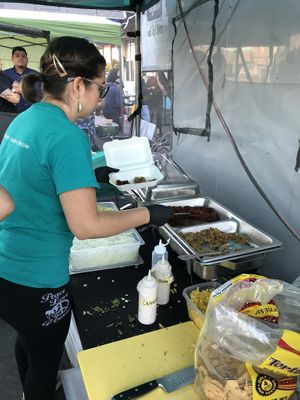 Owner and founder (Rosa Guerrero Contreras) plating! at California Vegan Food Company in San Jose
