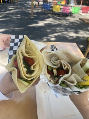 Left: Athena (vegetarian family member's choice) Right: Diane's Delight (my vegan choice)  at Local Flow in Mc Minnville