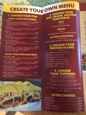 Menu at Tierra Mexi-Cali Grill in Wilmington