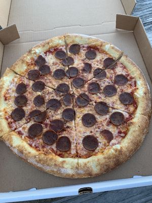 Pepperoni pizza. Amazing at Possum Pizza in Austin