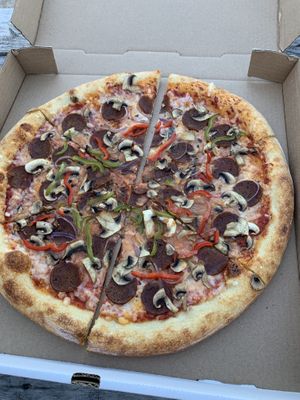 Pepperoni and veggies. Best! at Possum Pizza in Austin