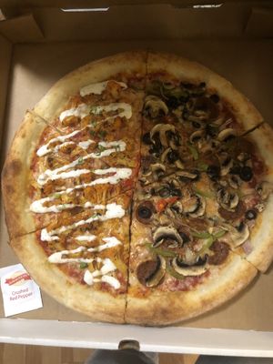 Half Buffalo/Half Supreme  at Possum Pizza in Austin